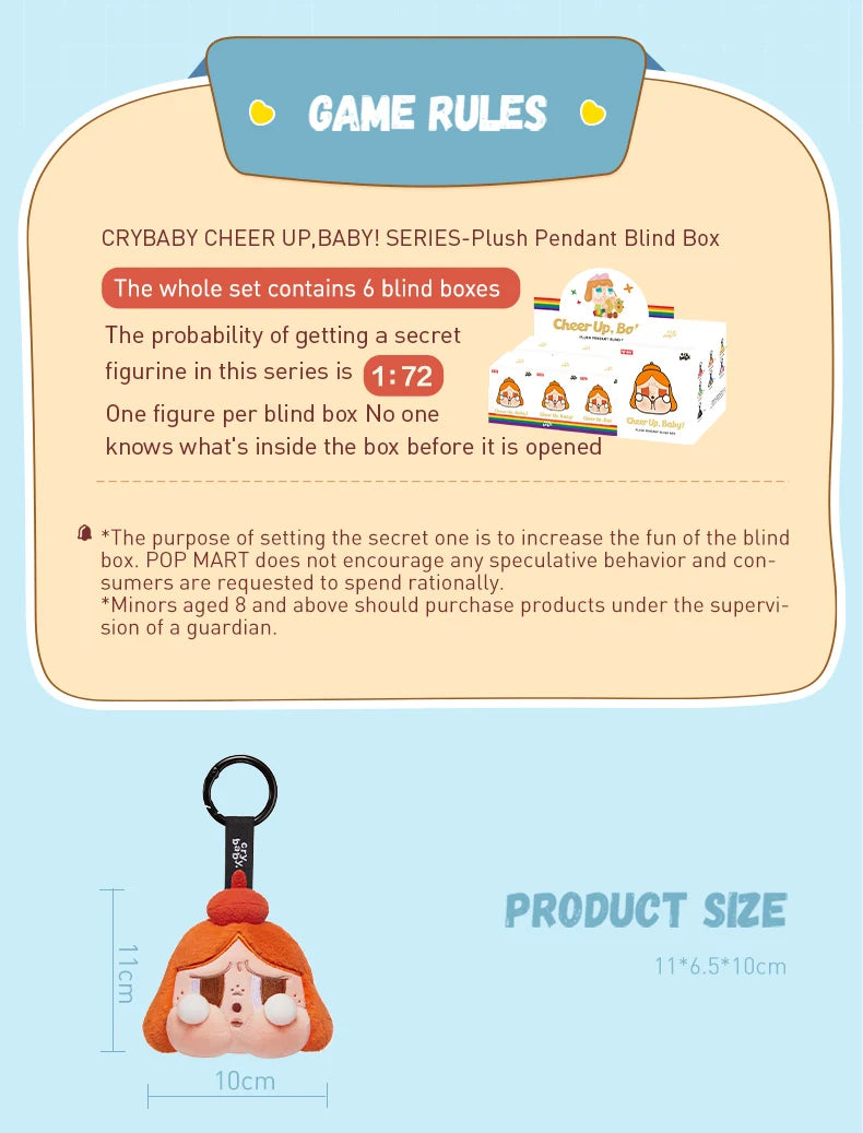 POP MART CRYBABY CHEER UP, BABY! SERIES - Plush Pendant Mystery Box