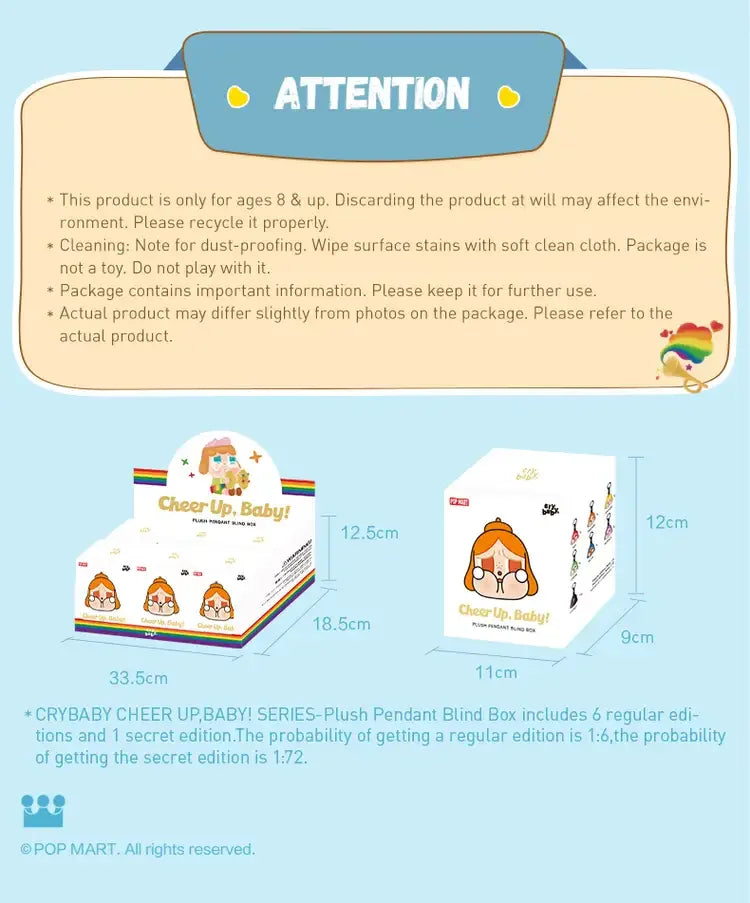 POP MART CRYBABY CHEER UP, BABY! SERIES - Plush Pendant Mystery Box