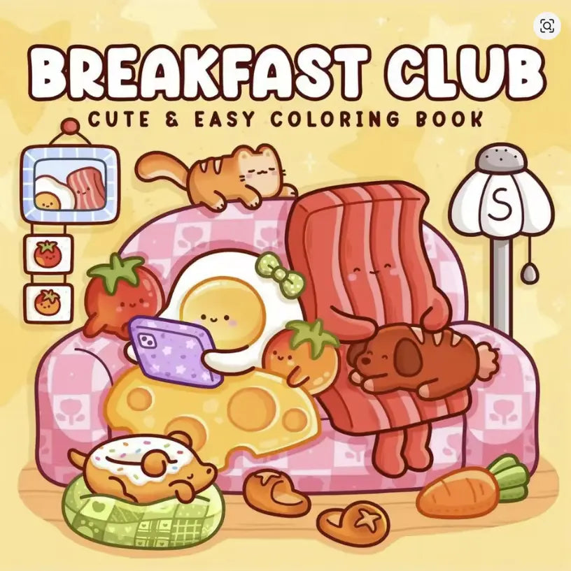 Breakfast Club: Cute and Easy Coloring Book for Adults